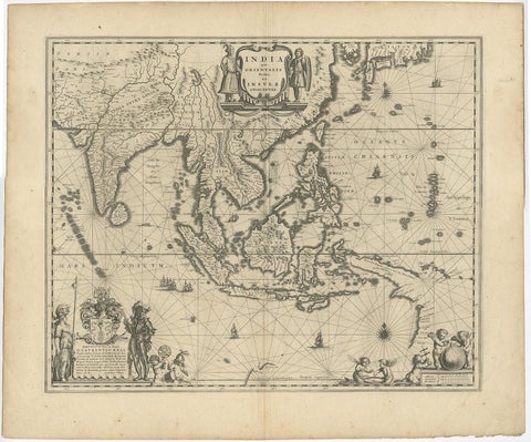 Map of Southeast Asia, Extending from India to Tibet & Japan to New Guinea, 1640, view 2
