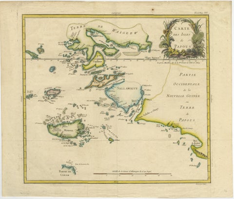 Antique Map of Raja Ampat and New Guinea, Bellin, Papuan Islands c.1749