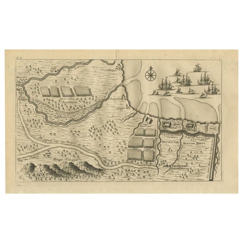 Antique Print of the Region around Pasuruan Indonesia by Valentijn, 1726