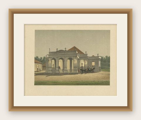 Antique Print of a Residence in Batavia by M.T.H. Perelaer, 1888, shown framed