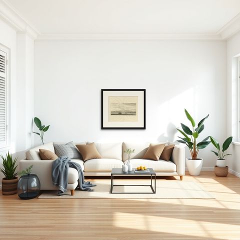 Antique Print of Batavia by De Bruyn, 1714, shown framed in a room, true to size