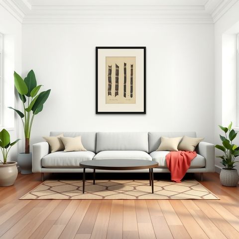 Antique Sugarcane Chromolithograph, Teboe Monjet and Teboe Rapooh Kiang, 1892, shown framed in a room, true to size