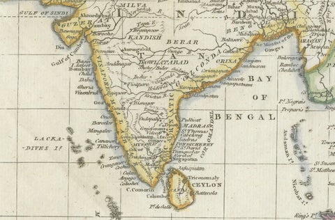1782 Map of the East Indies, India, Siam, Philippines, Java, Borneo, Ganges, close-up 2