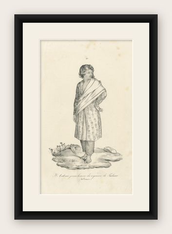 Antique Print of a Native of Timor Island 'circa 1840', shown framed
