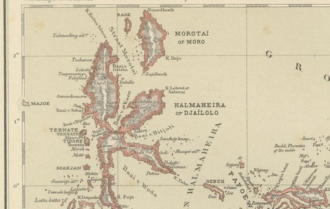 Antique Colonial Dutch Map of the Moluccas & New Guinea by Dornseiffen, 1884, close-up 1