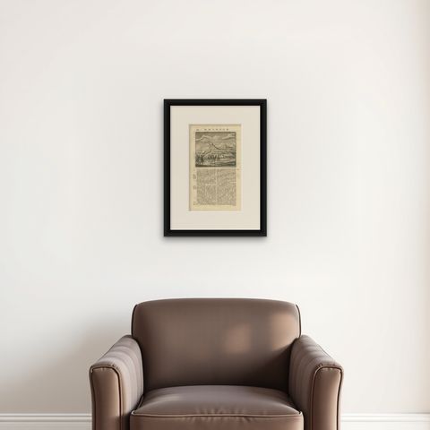 Antique Print of a Battle Scene at the Moluccas, Indonesia, 1726, shown framed on a wall, true to size