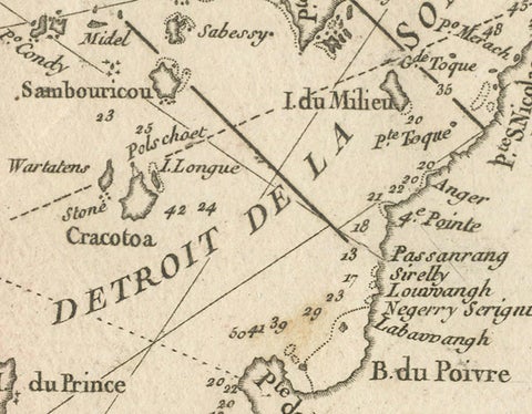 Antique Sea Chart Java Indonesia, Mannevillette Neptune Oriental 1775, close-up 5