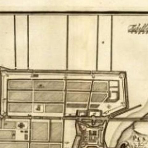 Antique Plan of Batavia, Capital of the Dutch East Indies, by Van Der Aa, 1725, close-up 1