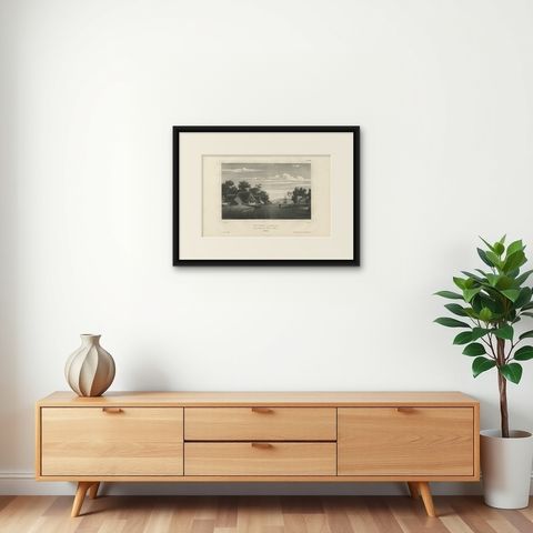 Antique Print of Ambon Island, Indonesia, by Dumont d'Urville, 1833, shown framed on a wall, true to size