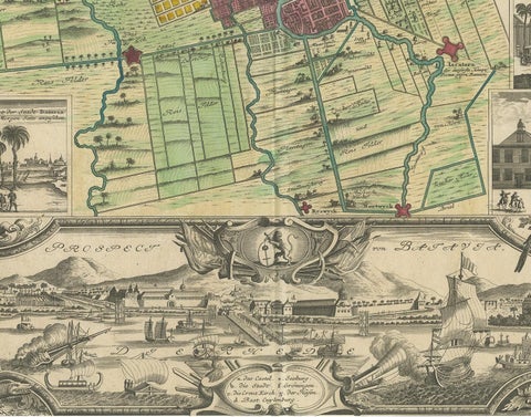 Antique Map and Views of Batavia by Homann Heirs, '1733', view 4