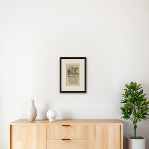 Antique Print of a Boatswain Murdered by the Portugese by Valentijn, 1726, shown framed on a wall, true to size