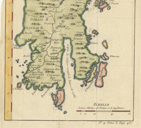 Antique Map of Celebes 'Sulawesi, Indonesia' by Bellin, ciarca 1755, view 4
