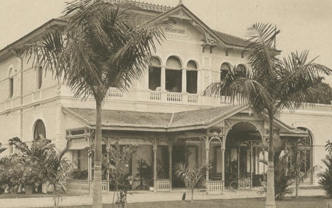 Antique Photogravures of Medan’s White Club & Restaurant de Boer, Sumatra c.1900, close-up 2