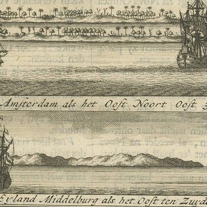 Views of Amsterdam, Middelburg and Pylsteerten Island, Indonesia, 1726, close-up 2