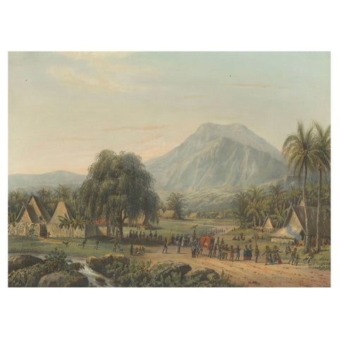 Wedding Procession in the Salak Valley, Puncak, Java Cultural Lithograph, 1872