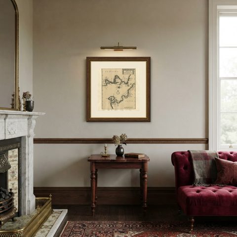 Sunda Strait Sea Chart, Sumatra and Java, Dutch Engraving c.1700, shown framed in a room, true to size