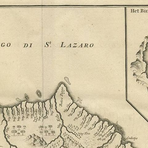 Antique Map of Boero in Indonesia by Valentijn, 1726, close-up 1