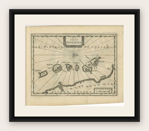 Antique Map of the Maluku Islands by Van der Aa, 1714, shown framed
