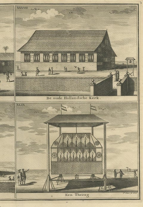 Antique Print with Four Views of Ambon by Valentijn '1726', view 3