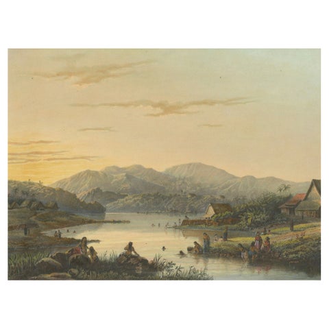 The Bathing Place of Wendit, East Java, Tranquil Java Lithograph, c.1872