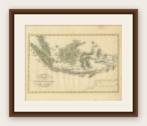 Antique Map of the Dutch East Indies by Van den Bosch '1818', shown framed