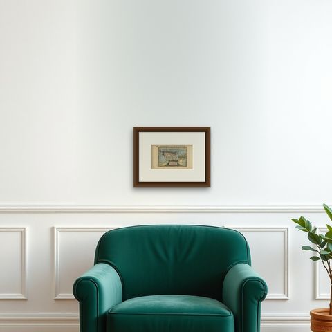 Antique Miniature Map of New Guinea by Bertius, '1618', shown framed on a wall, true to size