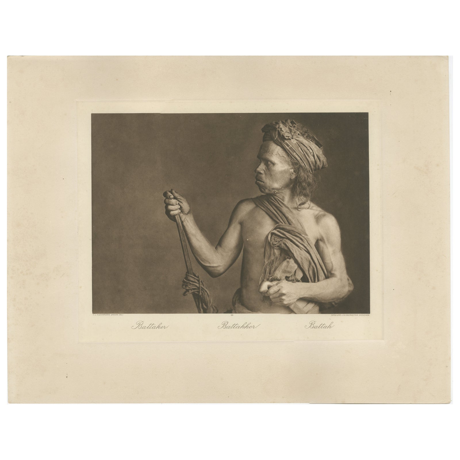 Batak Warrior Portrait, Sumatra, C J Kleingrothe, Dutch East Indies c1910