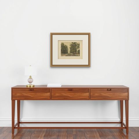 Antique Print of Avenue Paja Koembah 'Sumatra' by M.T.H. Perelaer, 1888, shown framed on a wall, true to size