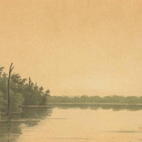 Antique Print of the Paminger Lakes 'Borneo' by M.T.H. Perelaer, 1888, close-up 1