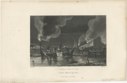 Antique Print of Night Fishing Near Ternate, Indonesia, Maluku Islands, view 2