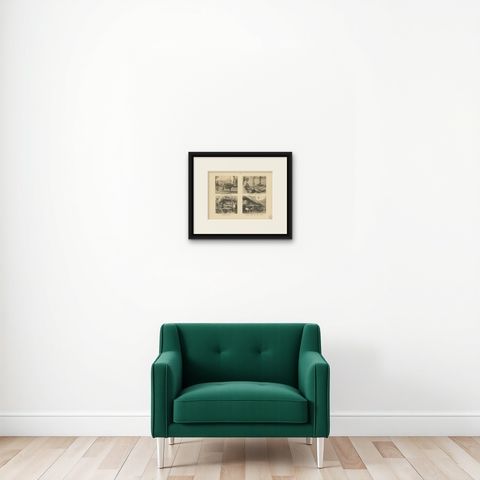 Twelve Prints of Aceh 'Atjeh' Published by E.J. Brill, '1895', shown framed on a wall, true to size