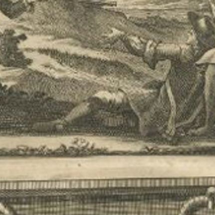 Antique Print of Dutch Colonists Fighting Indonesian Natives, circa 1726, close-up 1