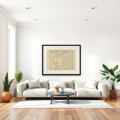 Antique Map of Part of Borneo 'Kalimantan' Indonesia by Vandermaelen, C.1825, shown framed in a room, true to size