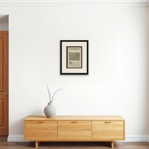 Antique Map of the Moluccas by Porcacchi, circa 1620, shown framed on a wall, true to size