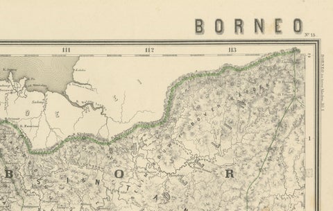 Antique Map Set of Western & Southern Borneo, Dutch East Indies Era, 1884, close-up 3