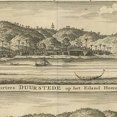 Antique Print of Fortifications in Indonesia by Valentijn '1726', close-up 1