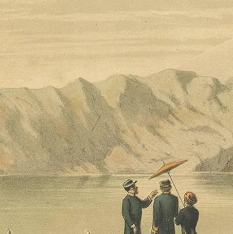 Antique Print of the Crater Lake on Java by M.T.H. Perelaer, 1888, close-up 1