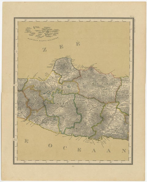 Antique Map of Java in 4 sheets by Dornseiffen, 1884, view 2
