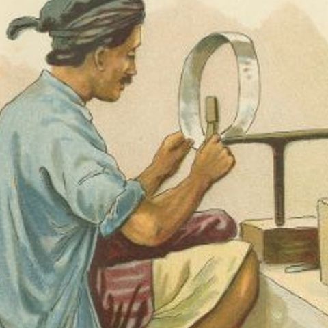 Antique Print of an Indonesian Tin Laborer, 1909, close-up 2