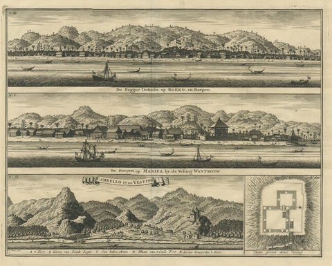 Antique Print of the Trading Posts of Ambon by Valentijn, 1726, view 2