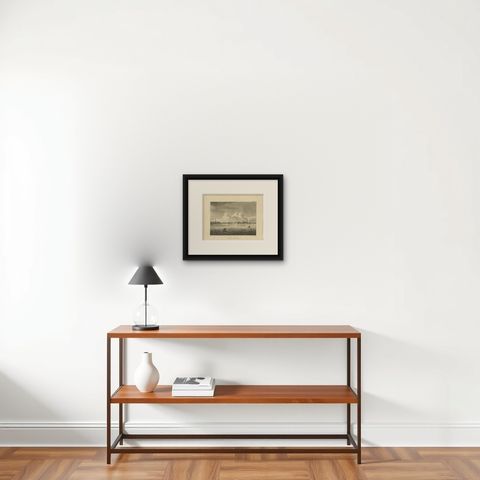 Antique Print of Fort Rambang, Java, Indonesia, 1815, shown framed on a wall, true to size