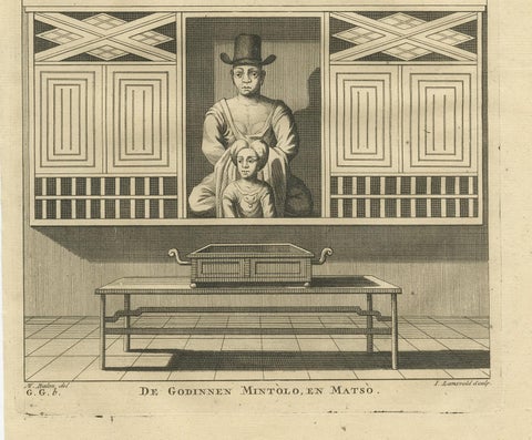 Antique Print of God Talmo and Goddesses Mintolo & Matso by Valentijn, 1726, view 4