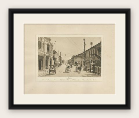 Kesawan Street, Medan, Rare c.1910 Photograph by C.J. Kleingrothe, Indonesia, shown framed