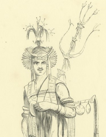 Herald of Timor, Antique Wahlen Costume Print, 1843-1844, close-up 1