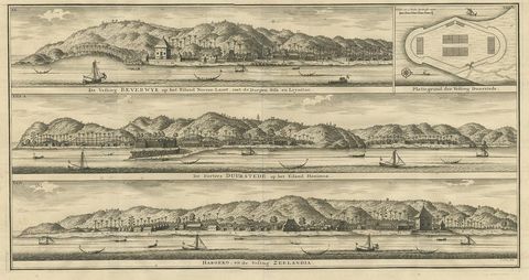 Antique Print of Fortifications in Indonesia by Valentijn '1726', view 2