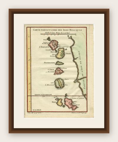 Antique Map of the Maluku Islands by Bellin, c.1750, shown framed