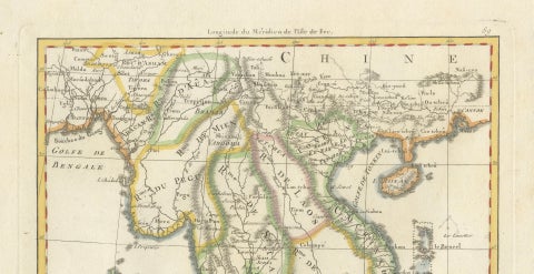 Elegant 18th Century Map of Southeast Asia, Siam, Sumatra & Java by Bonne, 1787, close-up 6