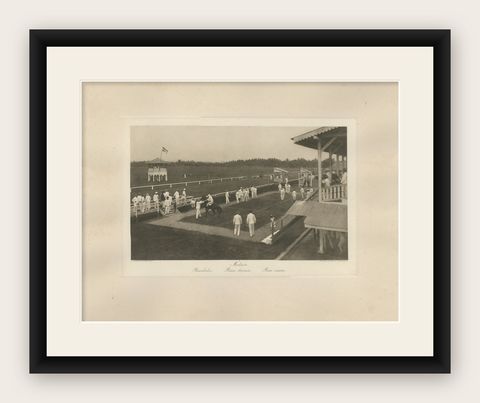 Medan Race-Course, Colonial Era Horse Racing Scene, Antique Photogravure c.1900, shown framed