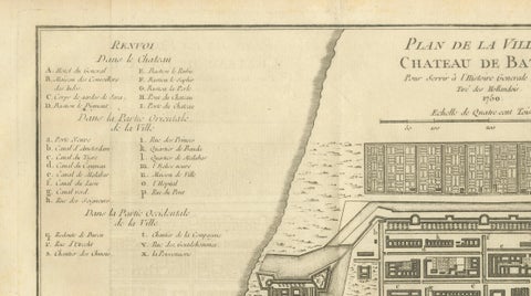 Antique Map of Batavia Jakarta Indonesia, Dutch East Indies, c.1750, close-up 5
