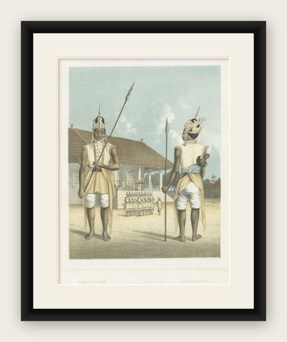 Antique Hand-Colored Print of a Regent in the Dutch East Indies, 1854, shown framed